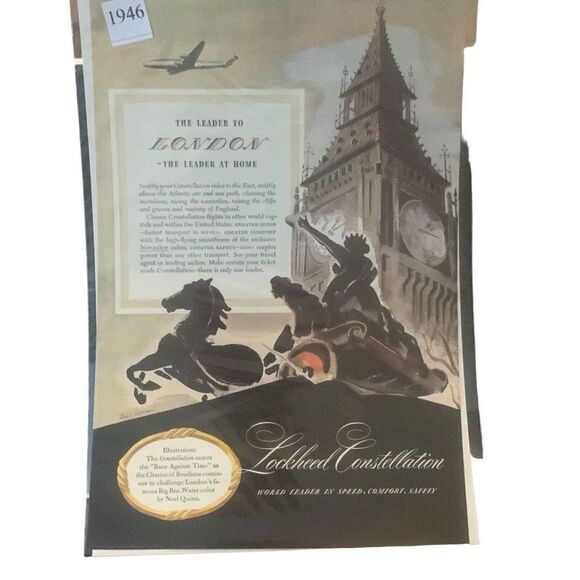 Vintage 1946 Lockheed Constellation Leader to London Ad Advertisement - Picture 3 of 4